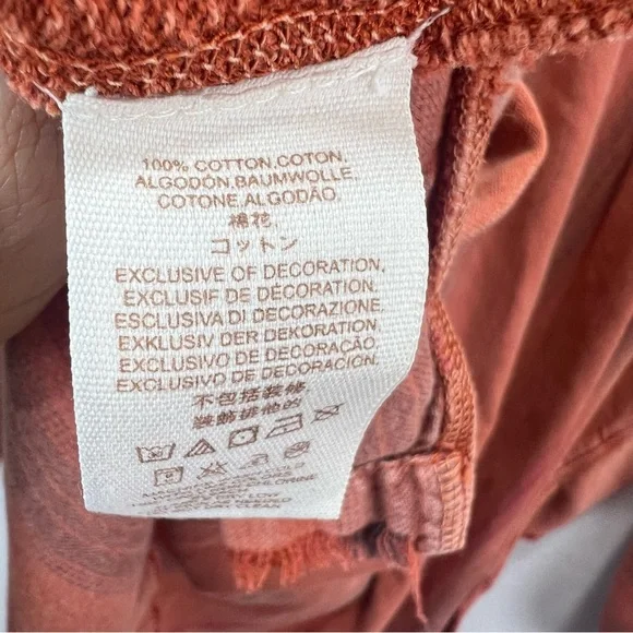 Free People Jackson Wyoming Sweatshirt Size M Oversized Flannel Back Rust/Orange - Picture 11 of 11